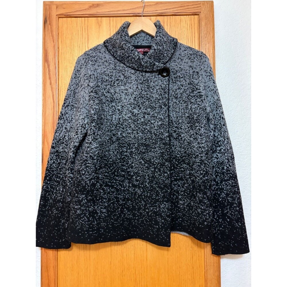Betty Betty Firenze Ombre Gray Black Sweater Knit Jacket Wool Made in Italy Med